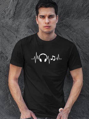 camiseta MUSICA CASCOS chico negra