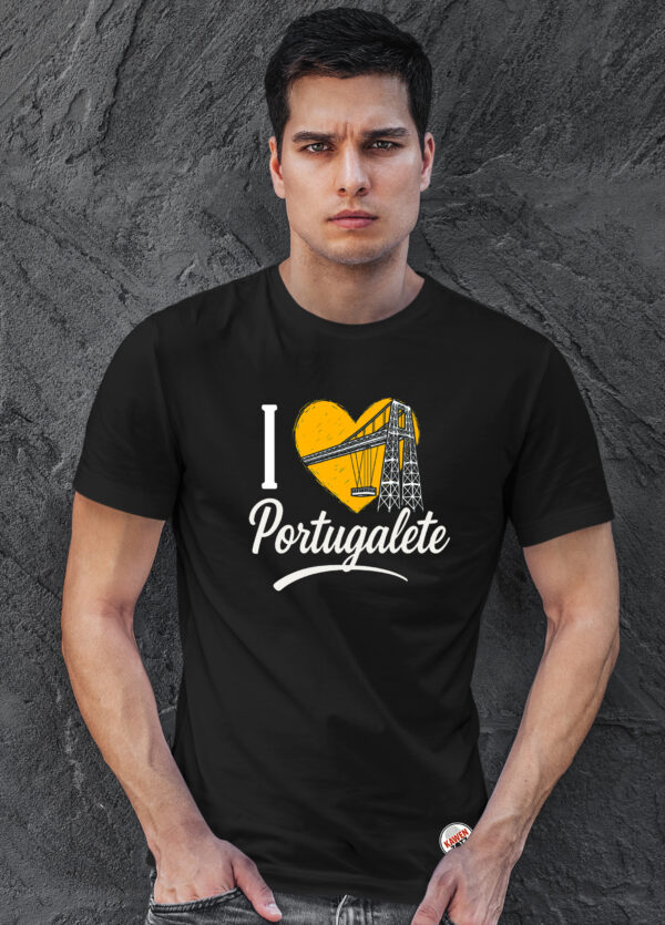 camiseta amo portugalete chicos negra