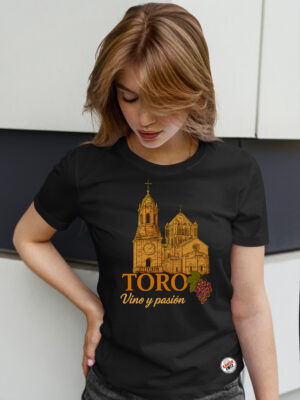 camiseta chicas negra burdeos vino y pasion