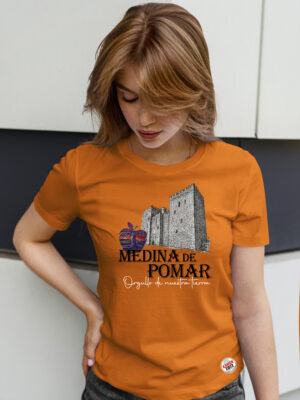 camiseta medina de pomar orgullo naranja de chica